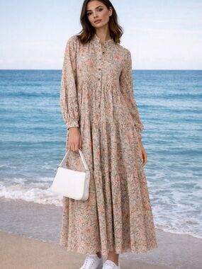 New with tag Quince Floral Tiered Maxi Dress - luxurious cotton